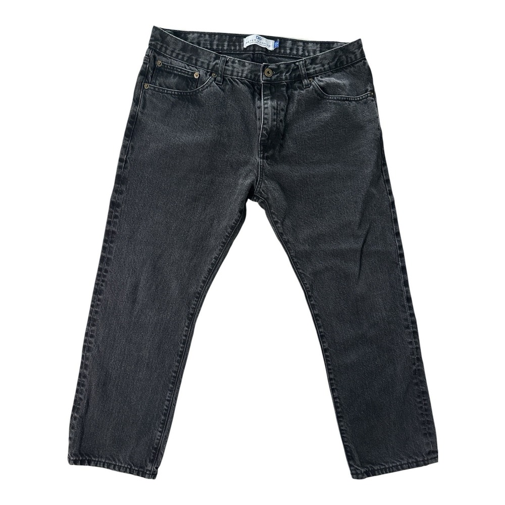 Peter Manning NYC Men 34/27 Standard Fit Jeans Washed Charcoal Denim Short Rise